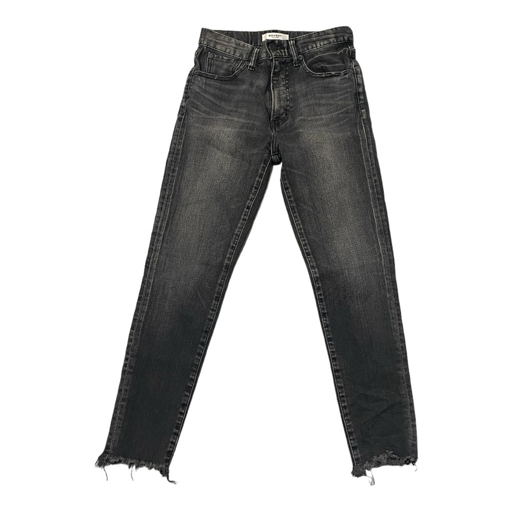 MOUSSY VINTAGE Black Wash Denim Skinny Jeans size 25 mid highrise fray ankle